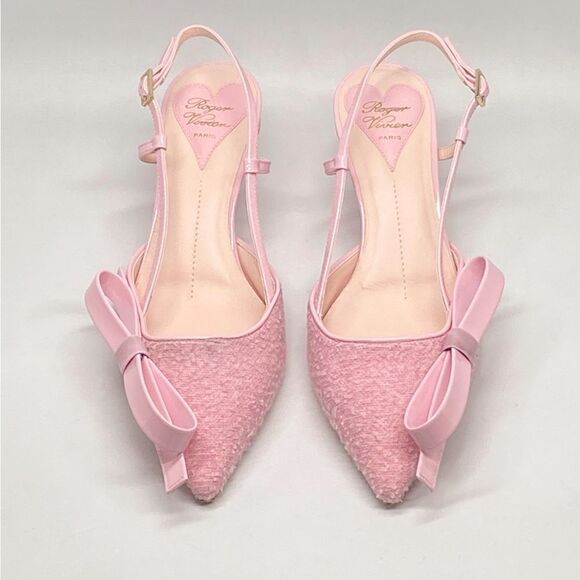 Roger Vivier Virgule Bow Comma-Heel Slingback Pumps size 37.5 - Picture 6 of 16